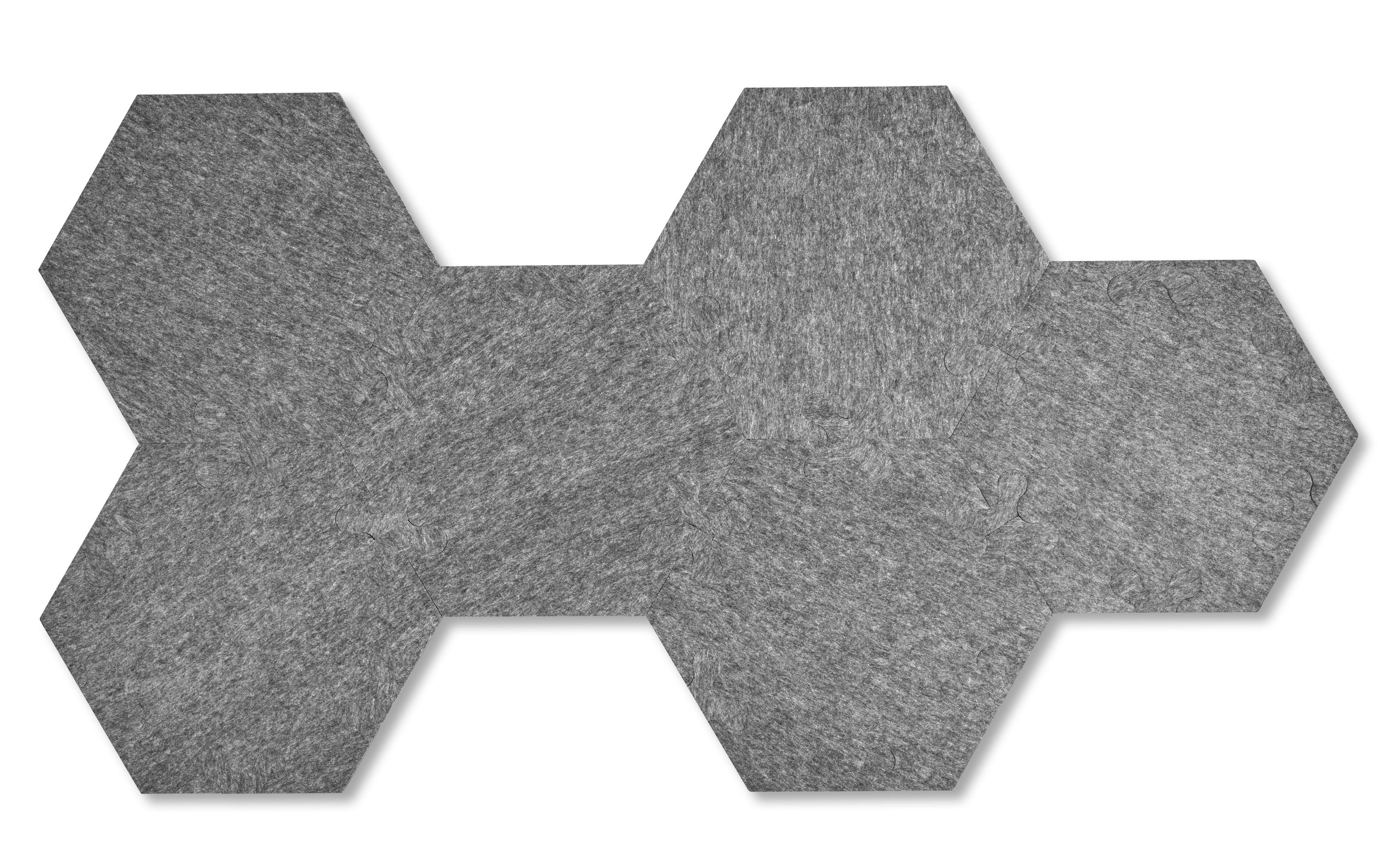 Wandfliesen Hexagon 44 x 50.5 cm Grau, 6 PlattenAkustikplatten Hexagon