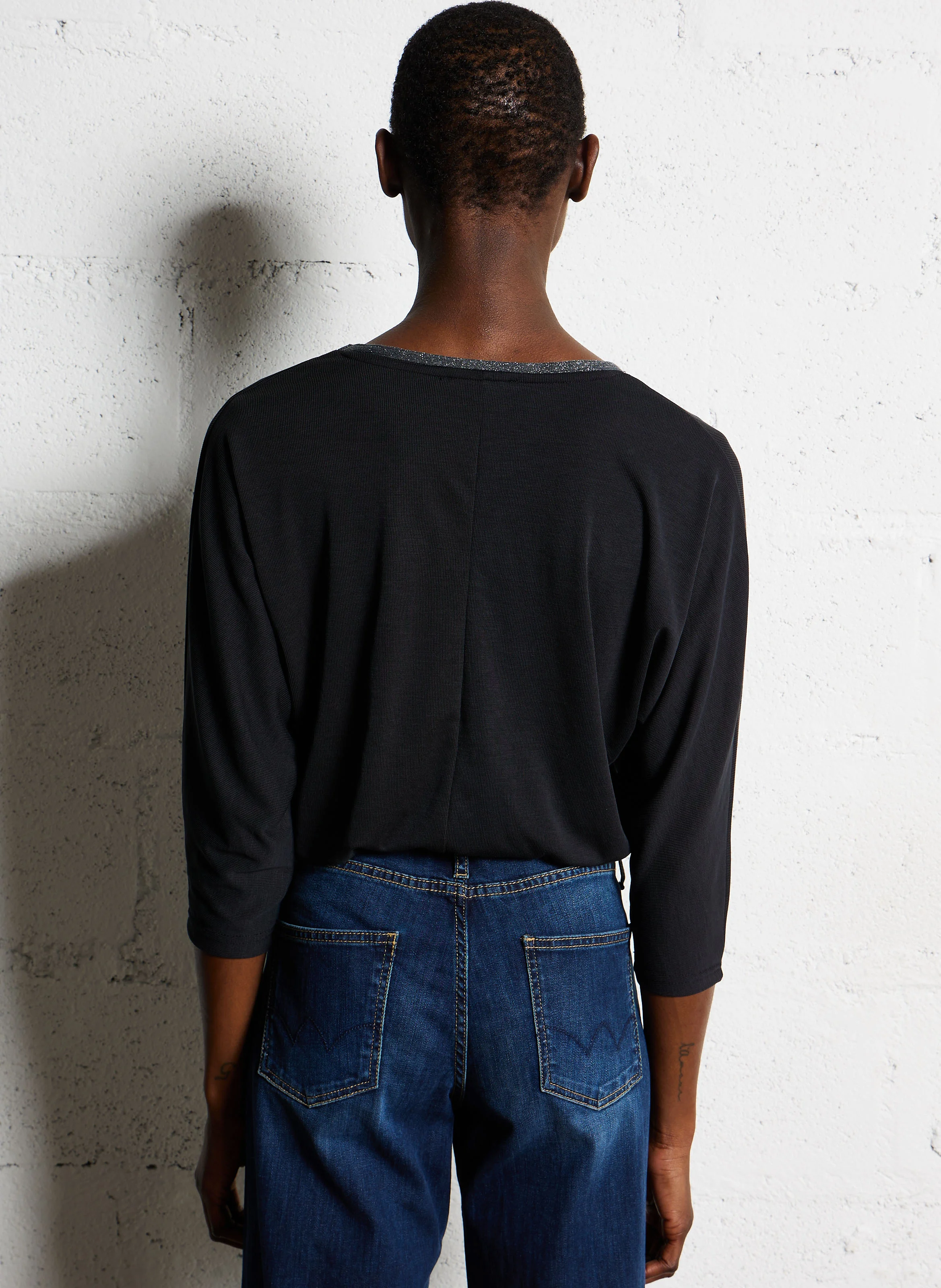 CEPADA - Top droit manches 3/4| Noir