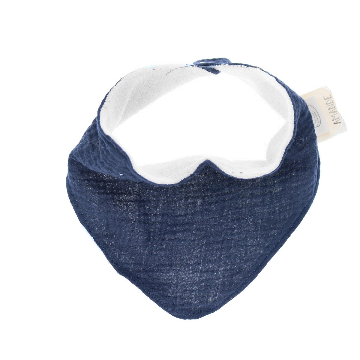 Bavoir bandana gaze de coton bleu foncé Amande