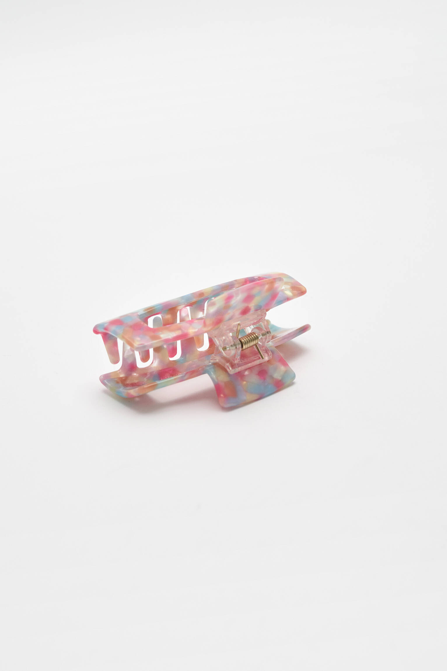 Presilha de cabelo com efeito tartaruga multicolorido - rosa