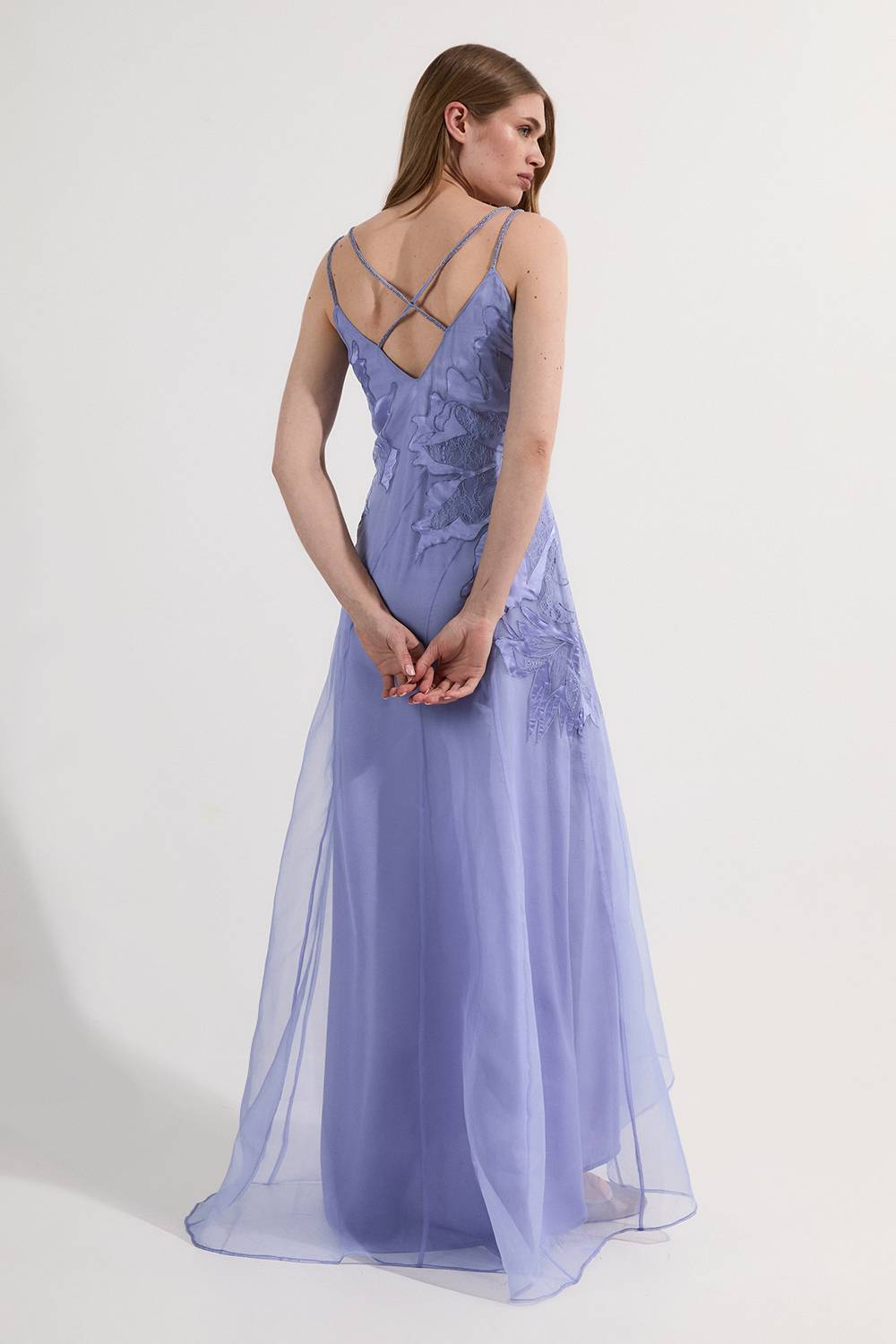 KarenMillen Robe maxi en satin avec appliqué tissé