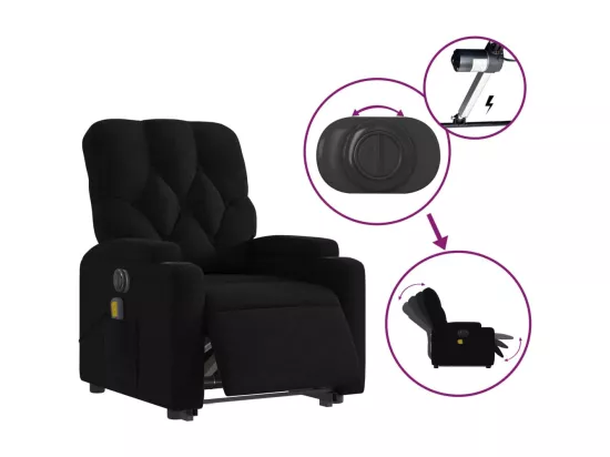 Fauteuil inclinable massant électrique Noir Tissu