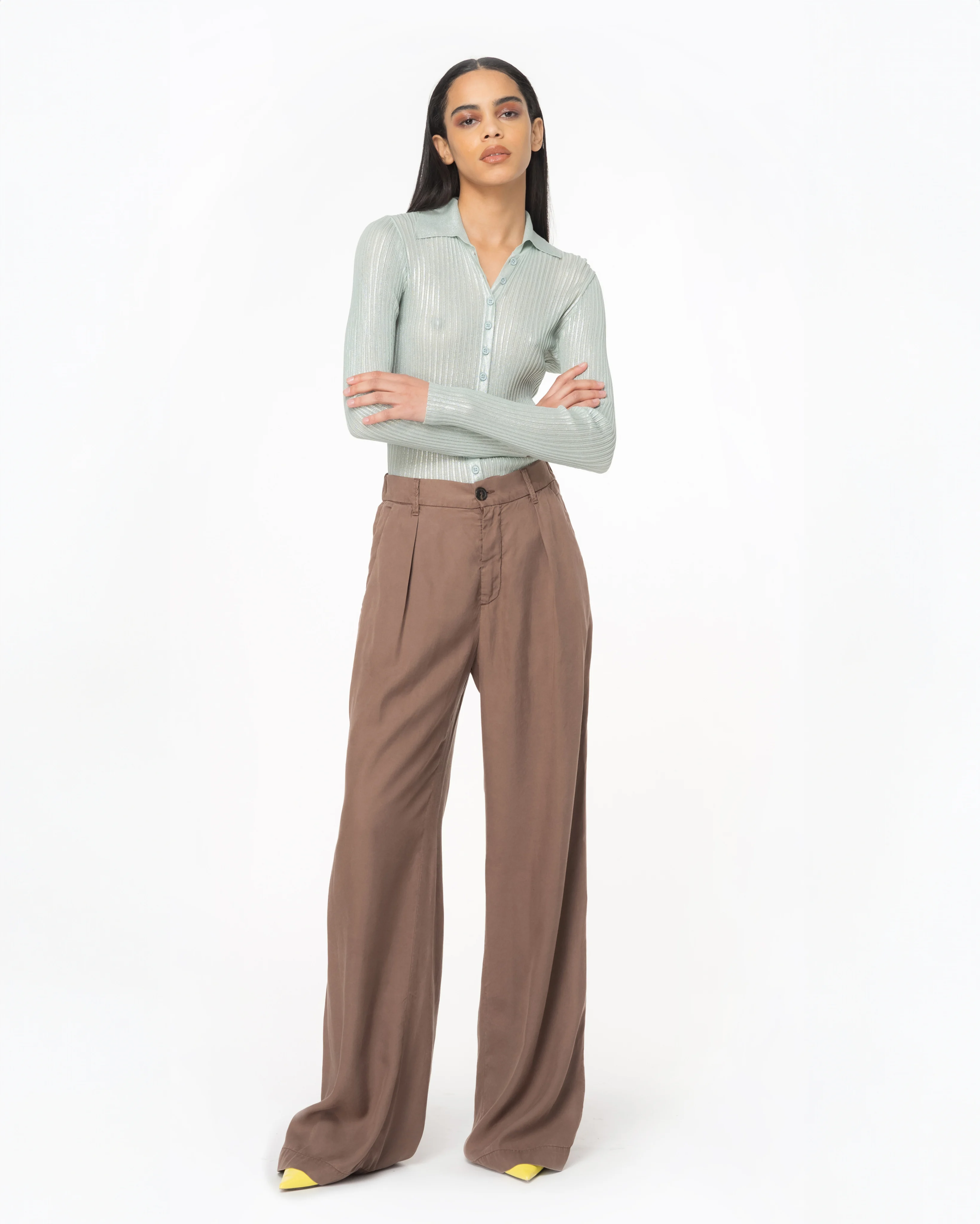 Pantalon wide leg | Marron