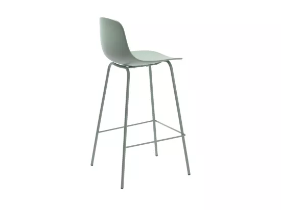 Hel - Lot de 2 chaises de bar en plastique et métal H67,5cm : Couleur - Vert