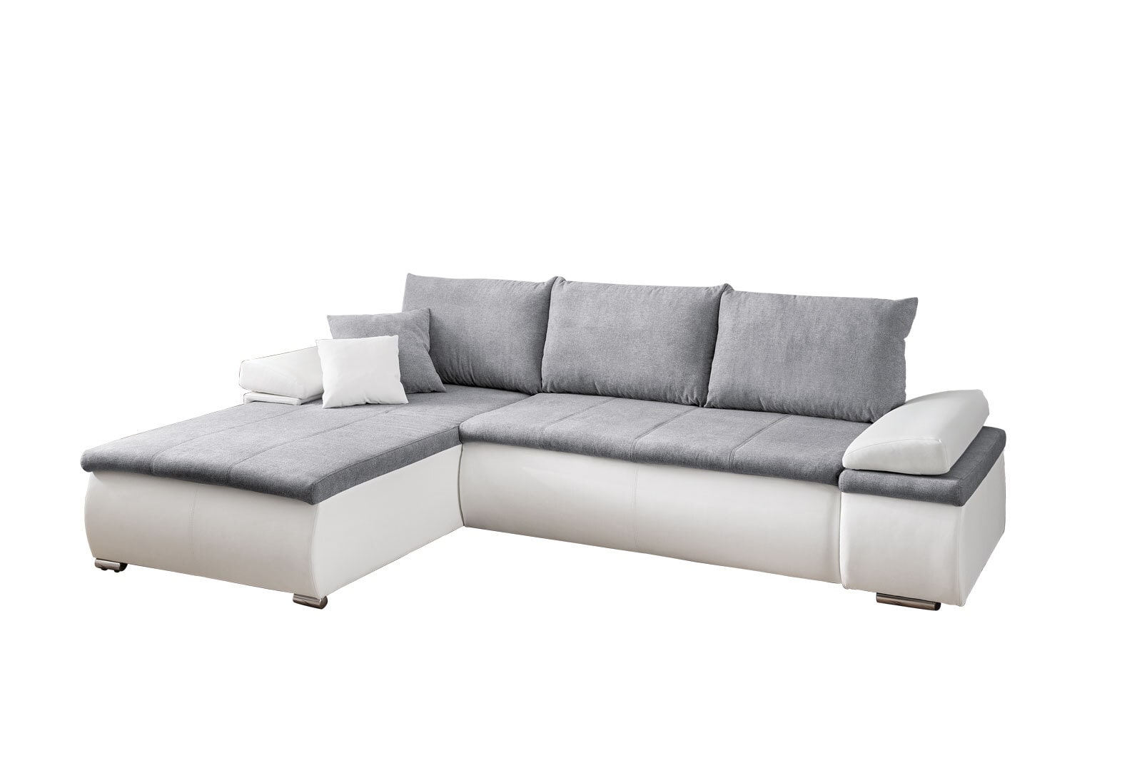 Ecksofa Belinda Stoffbezug Grau/Weiß ca. 180 x 268 cm