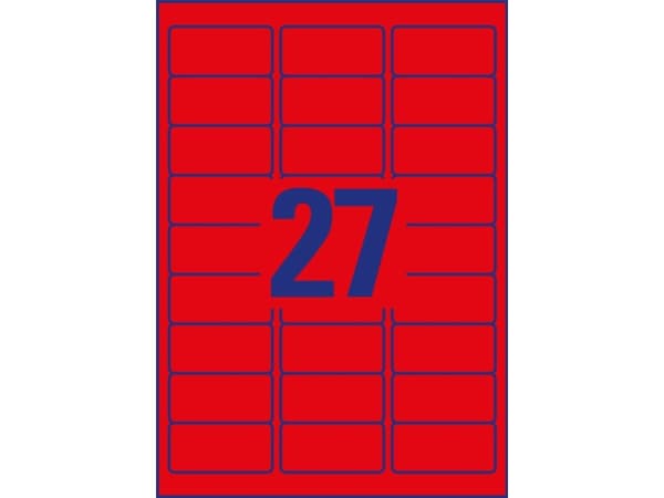 Avery Zweckform L6003 - Neonrød - 63.5 x 29.6 mm 675 etikett(er) (25 ark x 27) merkelapper reklame