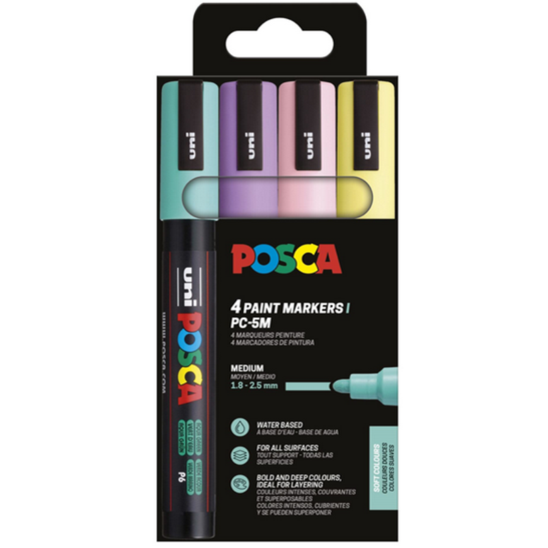 POSCA<br>Tusser POSCA PC-5M 4-sæt