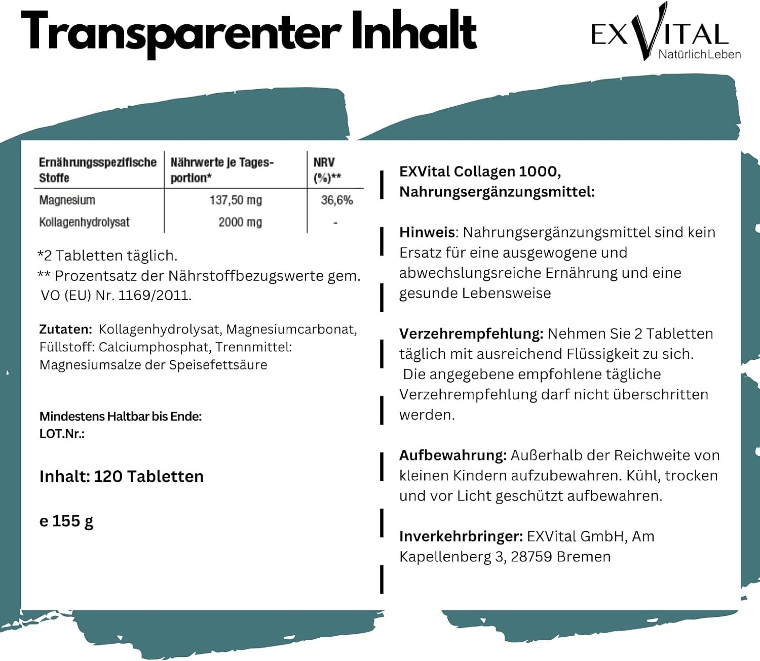 EXVital® Collagen Tabletten 1000 mg hydrolysat