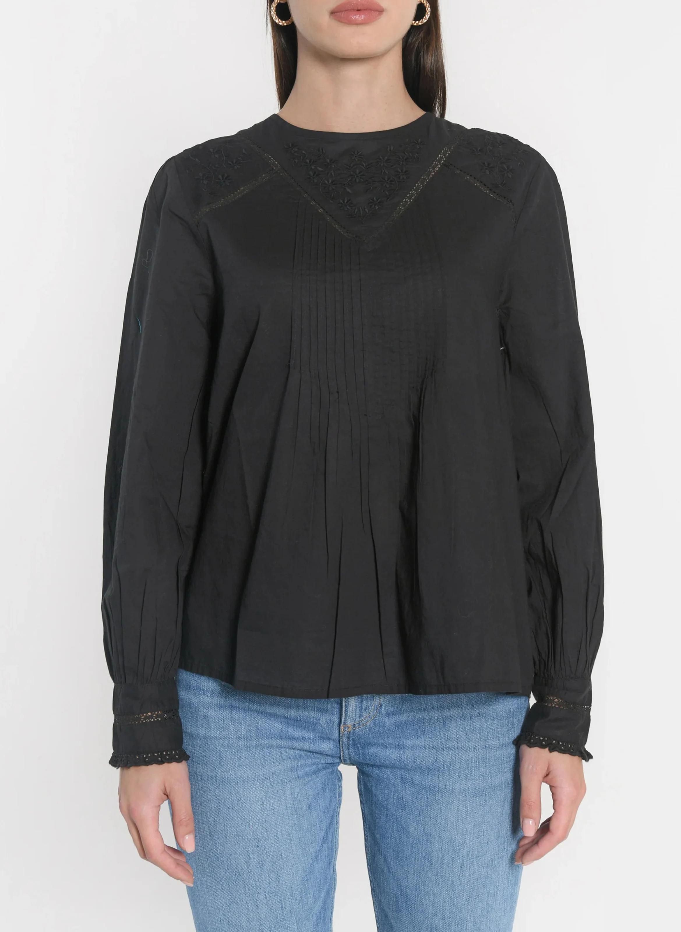 HELENA - Blouse en coton brodé | Noir