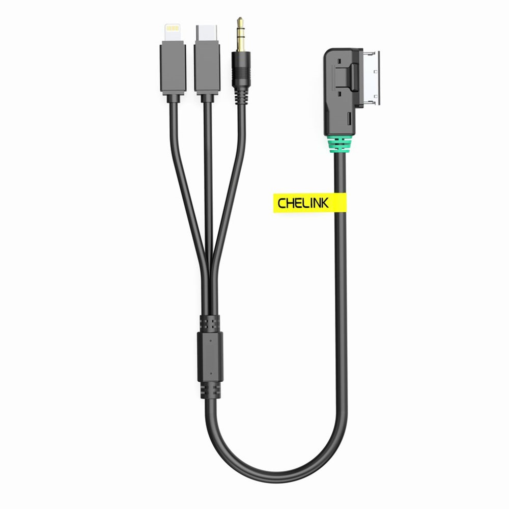 (30cm) 3in1 Auto KFZ AMI MDI Lightning / 3.5mm AUX / USB C Schnittstelle Musik Adapter Kabel Interface Konverter Audi / VW / Skoda