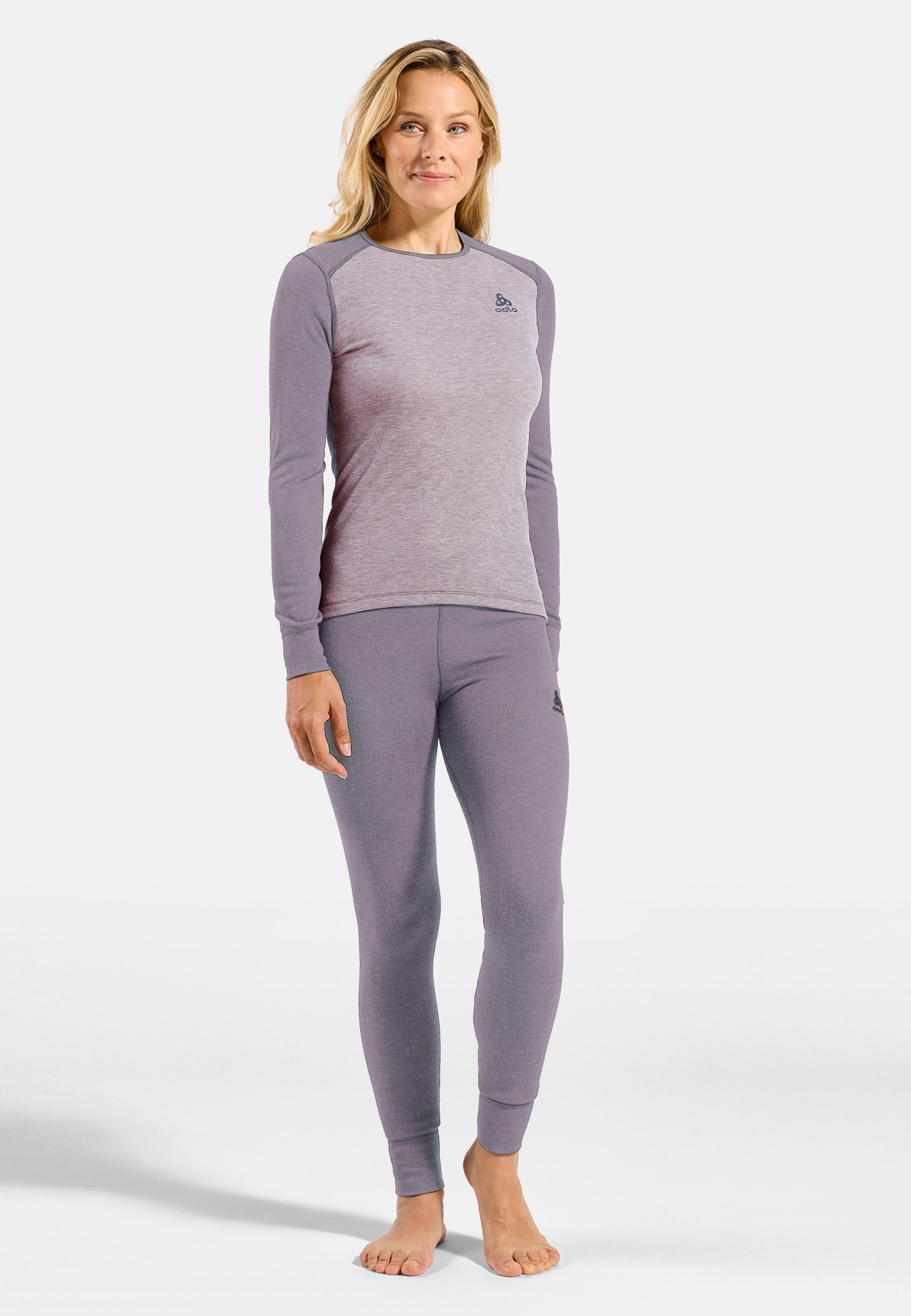 Active Warm Base layer Set in gray ridge - misty lilac