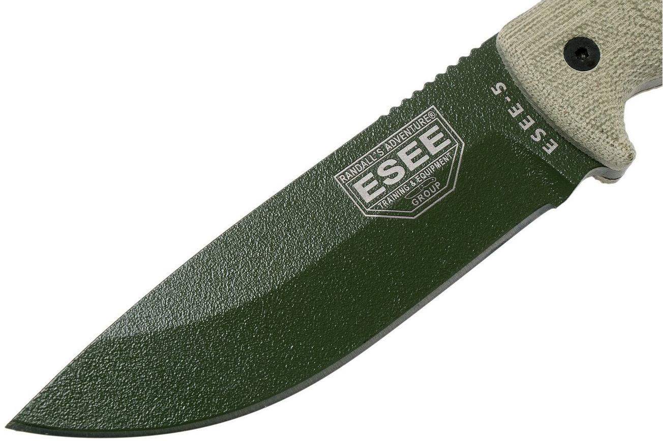 ESEE Model 5 OD Green Blade 3D Green Canvas Micarta survivalmes 5POD-017 kydex schede   clip plate