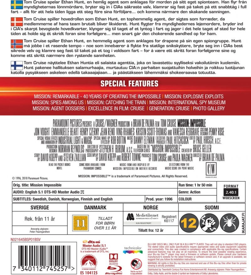 Mission Impossible 1 - Blu-Ray