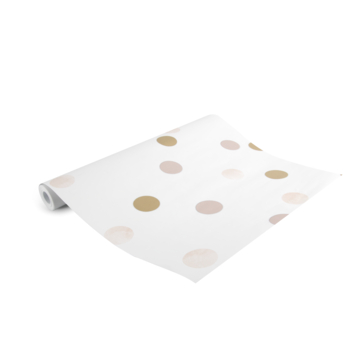 Vliesbehang polka stippen roze-goud (108565)