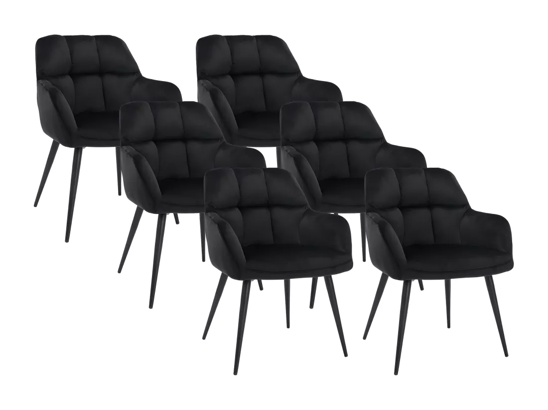 Lot de 6 chaises avec accoudoirs - Velours et métal - Noir - PEGA de PASCAL MORABITO