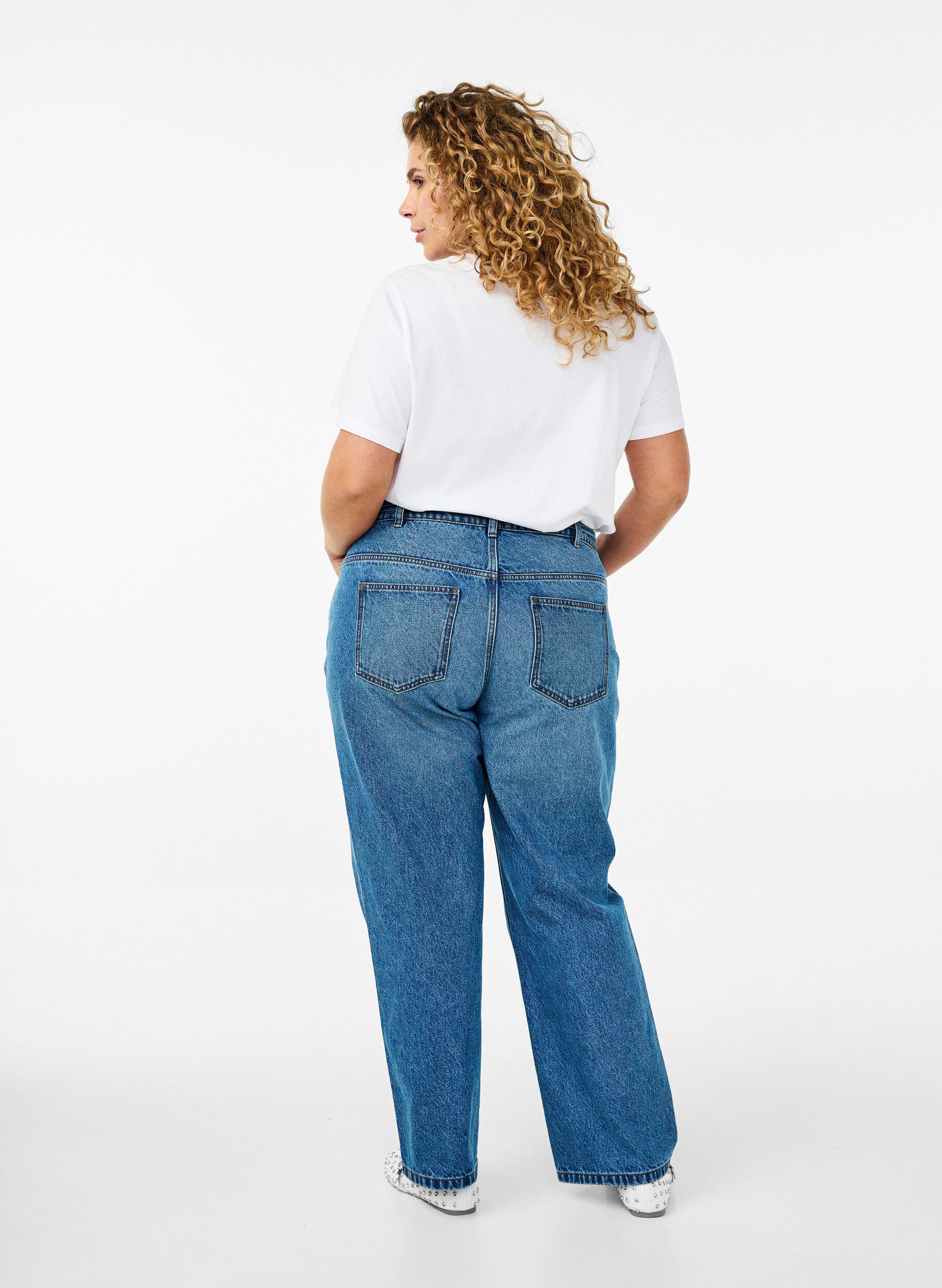 Straight fit jeans med bindebånd
