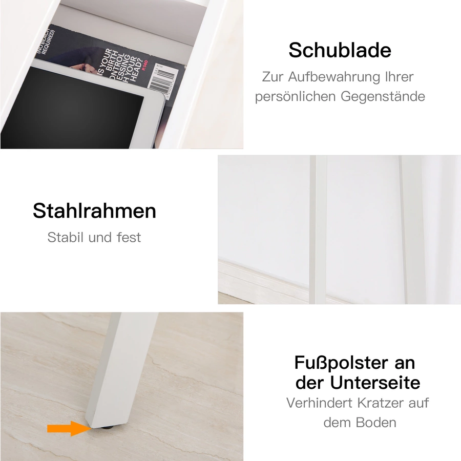 HOMCOM Computertisch mit Schublade weiß