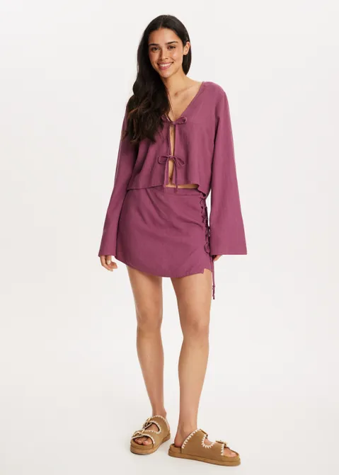 Skort met strik detail paars (MAUVE)