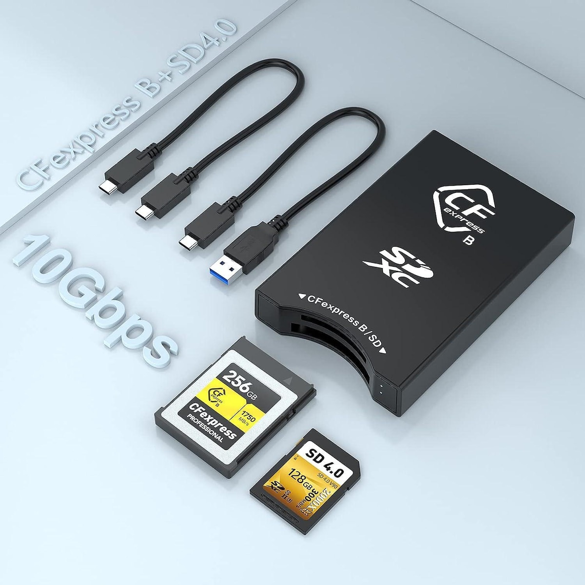 NÖRDIC USB-A, USB-C kortleser 2 spor CFexpress Type B SD 4.0 UHS-II