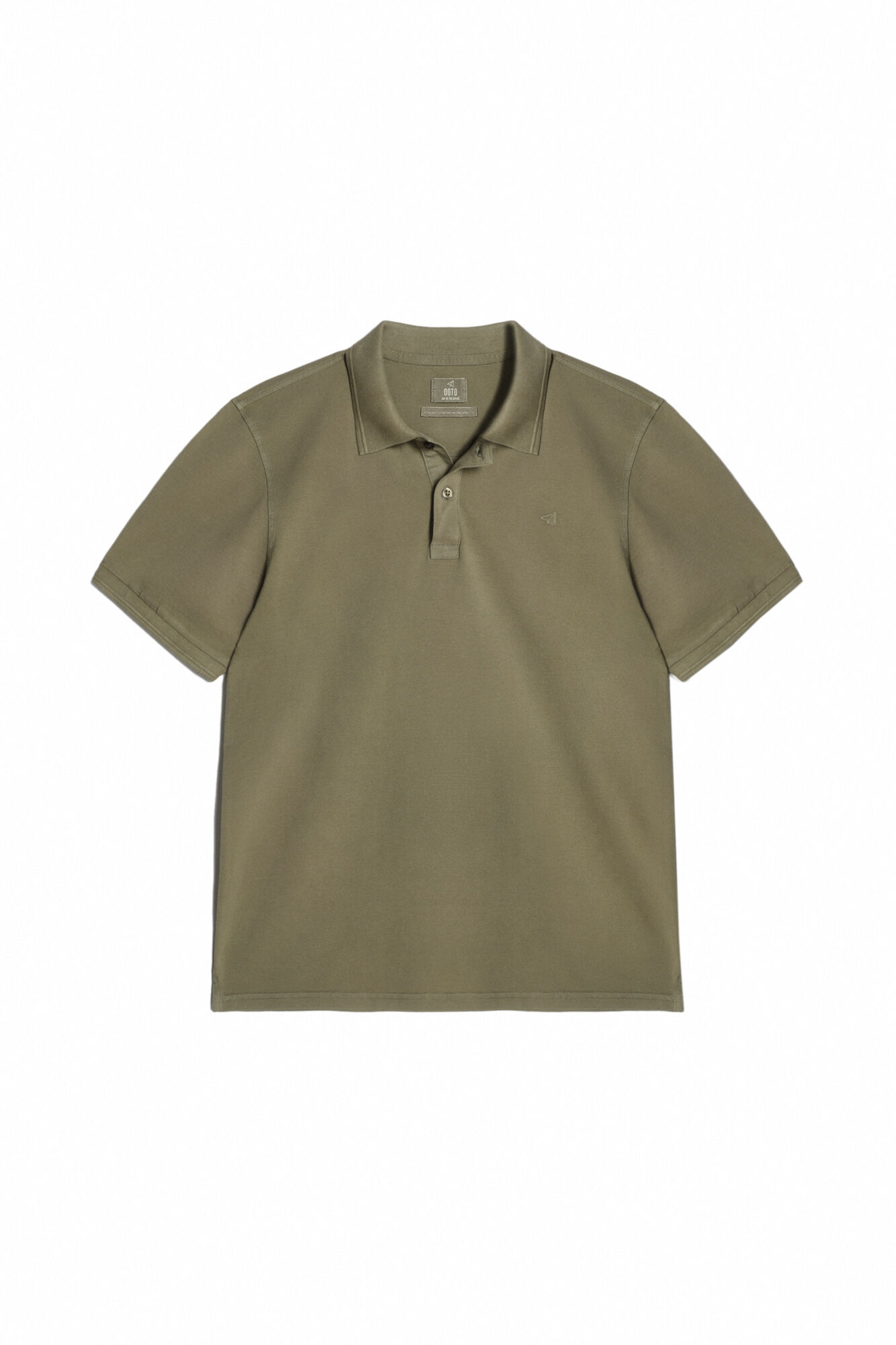 Camisa polo, piqué lavado, avião bordado - Cáqui