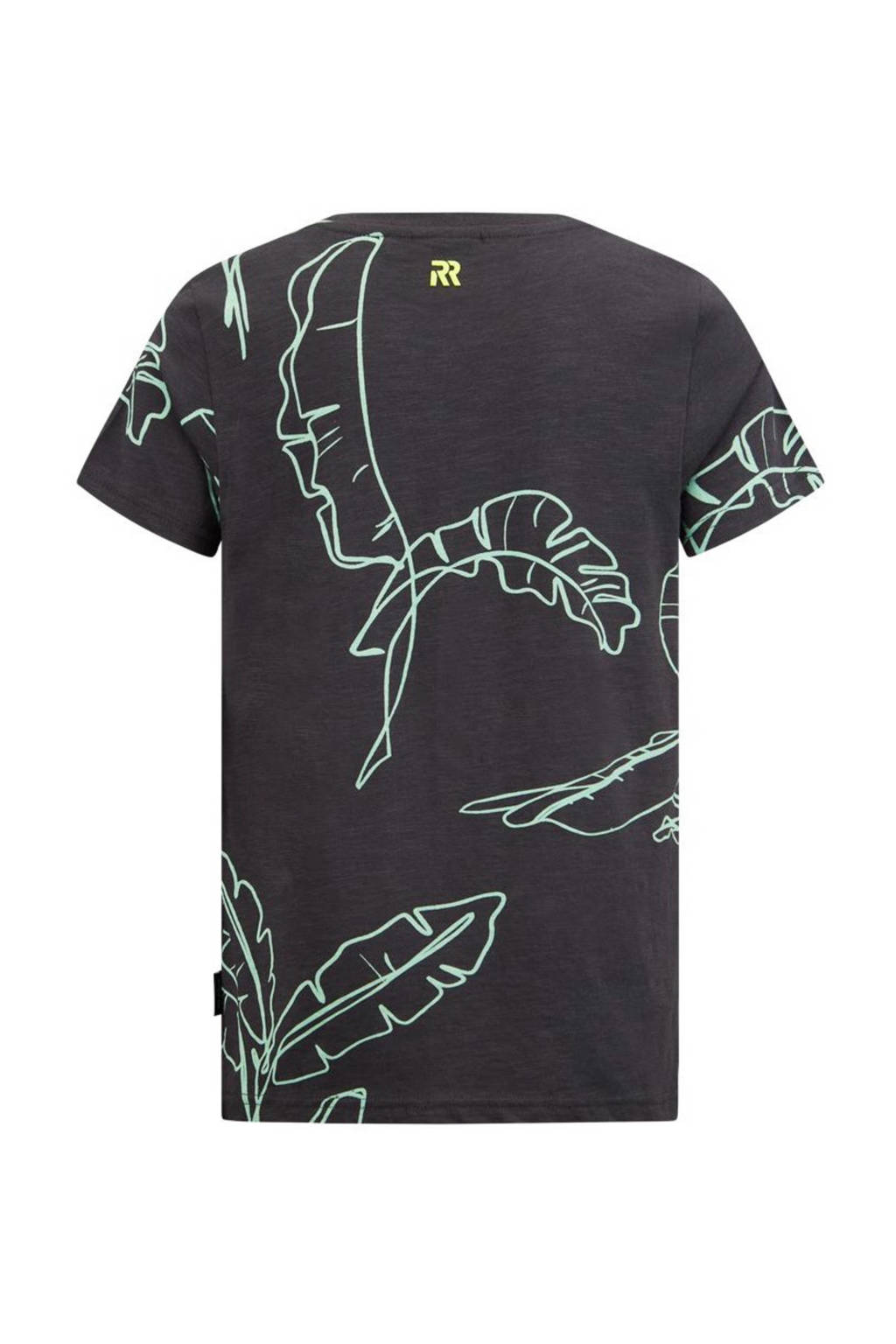 Retour Jeans T-shirt Jimmo met all over print donkergrijs/mintgroen