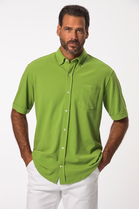 Piqué-Hemd, FLEXNAMIC®, Halbarm, Buttondown-Kragen, Modern Fit, bis 8 XL