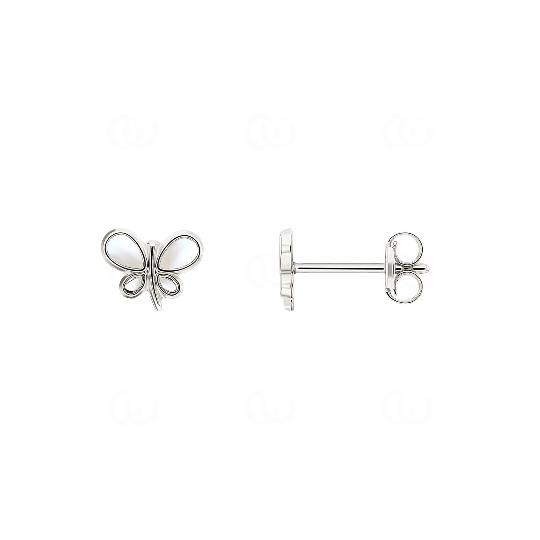 Ohrstecker 750/18 K Weissgold Schmetterling mit Perlmutt