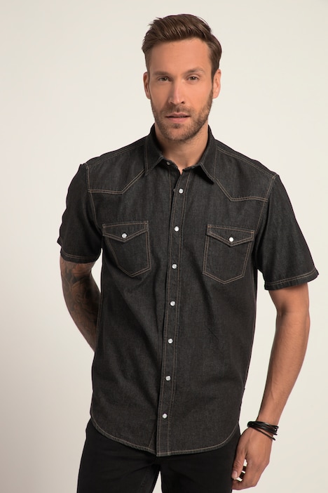 Jeanshemd, Halbarm, Kentkragen, Modern Fit , bis 8XL, Tall