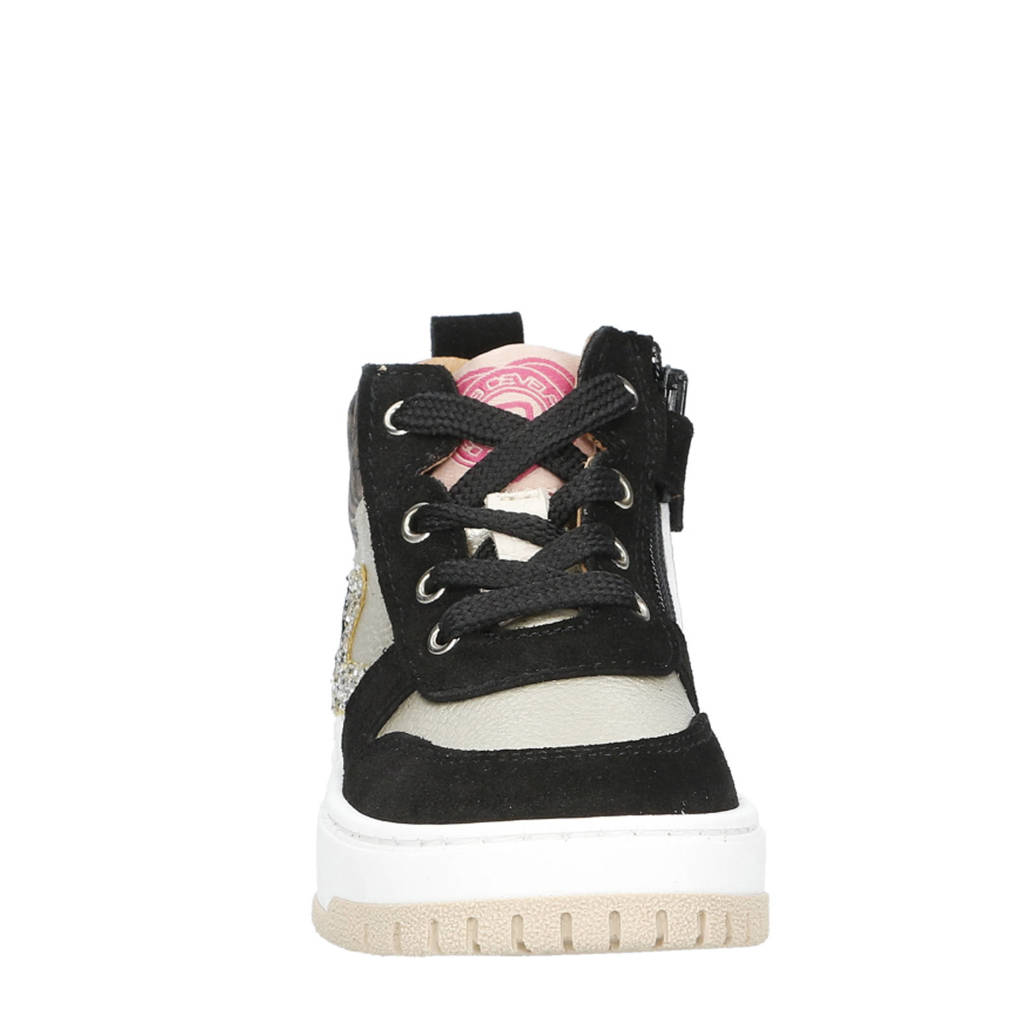 Develab leren sneakers zwart/beige