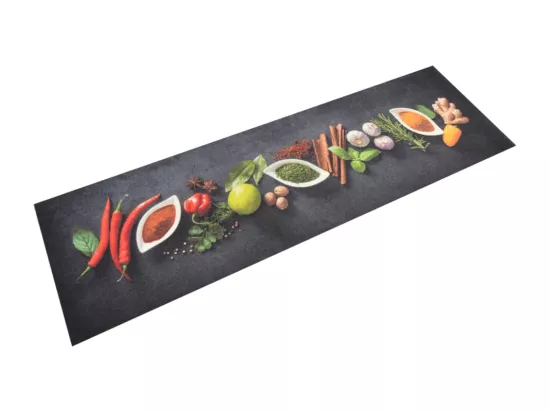 Tapis de cuisine lavable impression d'épices 45x150 cm velours