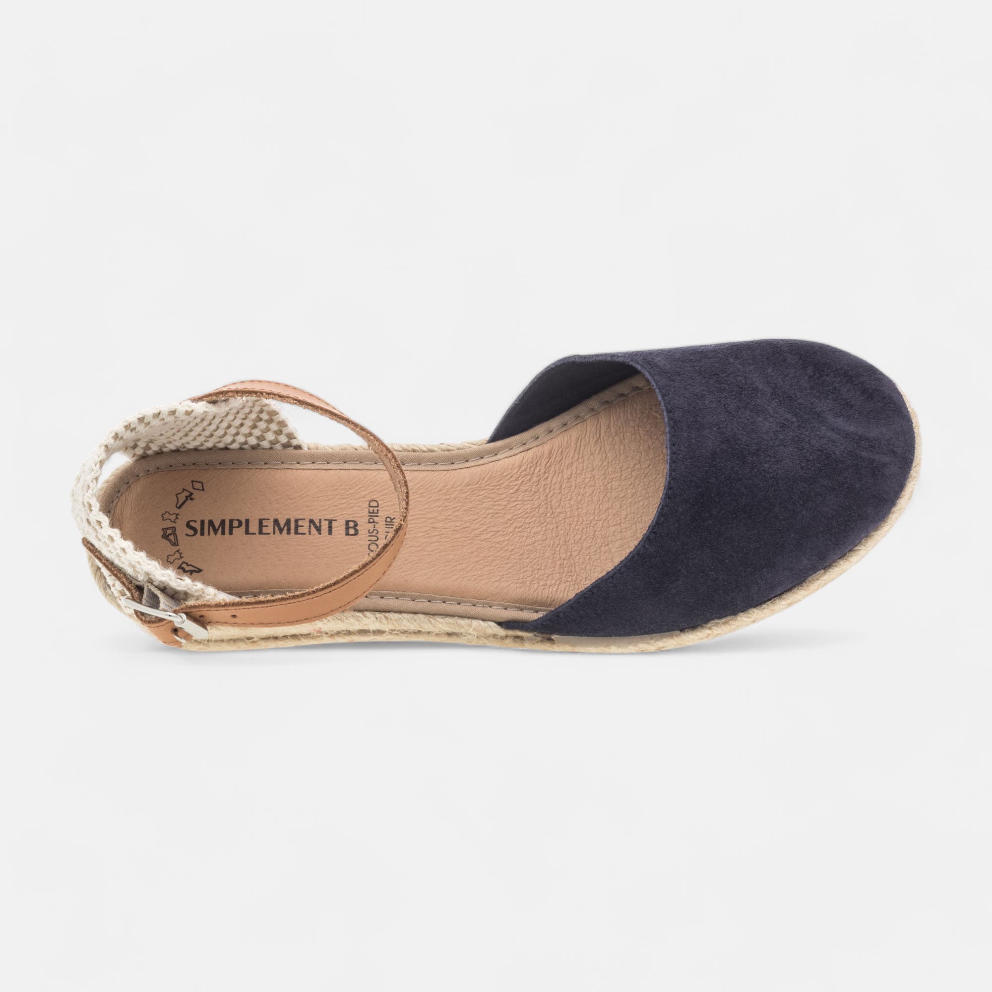 Espadrilles Femme en cuir bleu marine