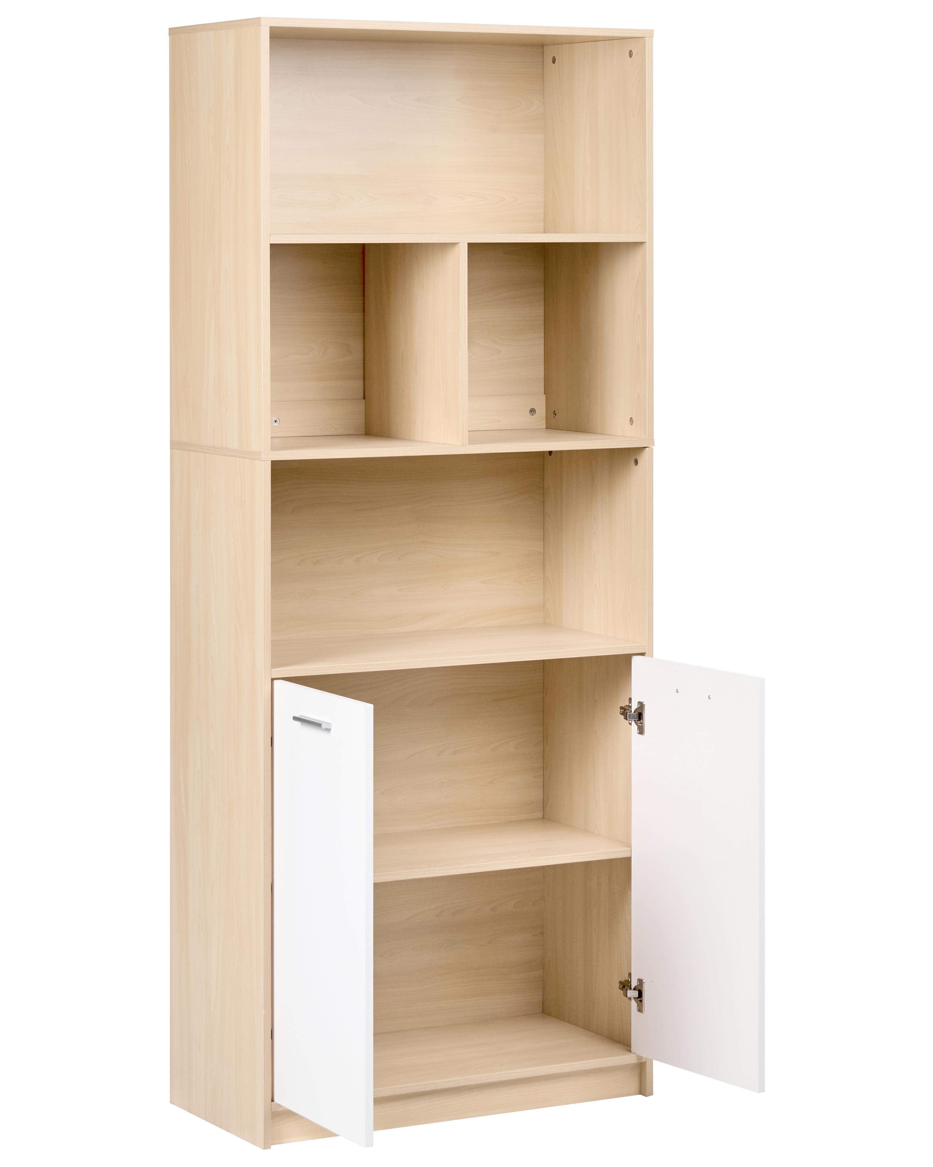 Boekenkast met 2 deuren ZEHNA Lichtbruin/wit