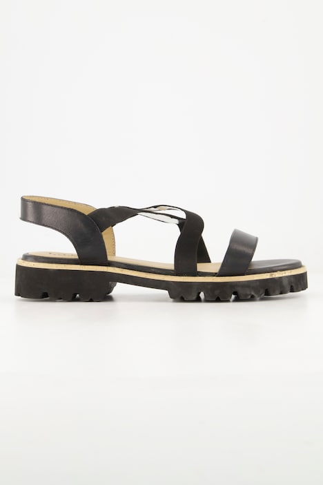 Leder-Sandaletten, Elastikriemen, Weite H