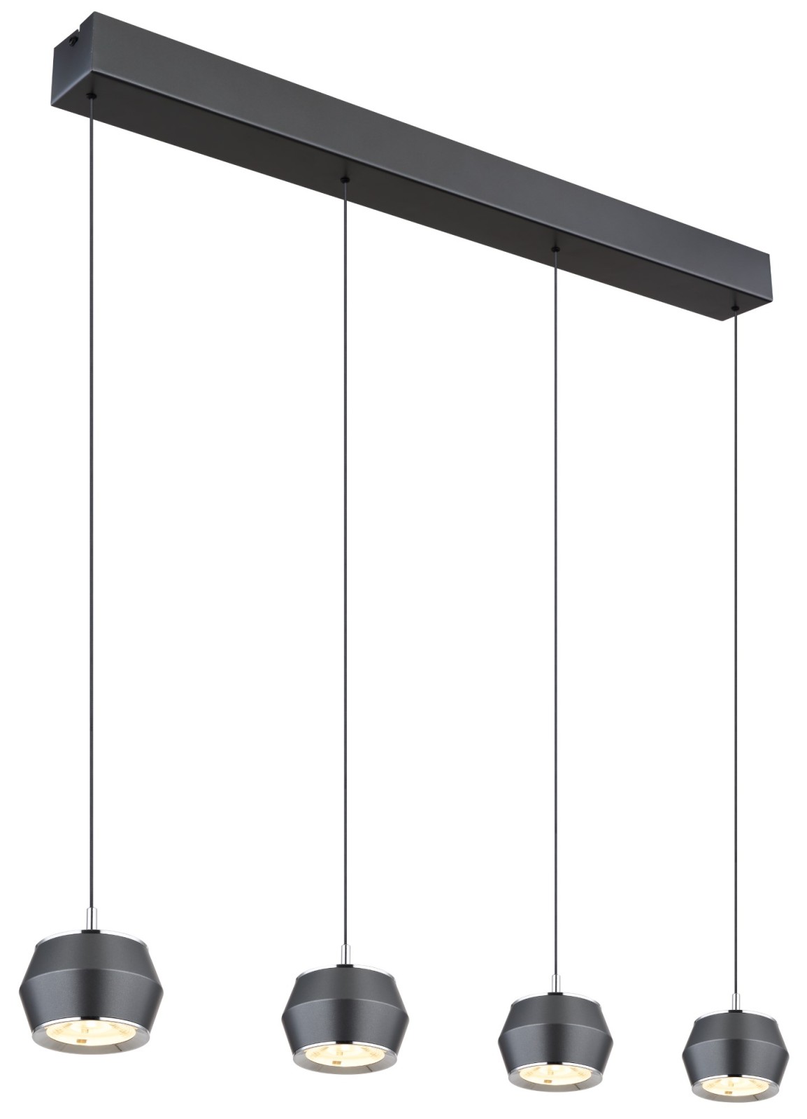 LED-Hängeleuchte - grau matt - opal - 4-flammig