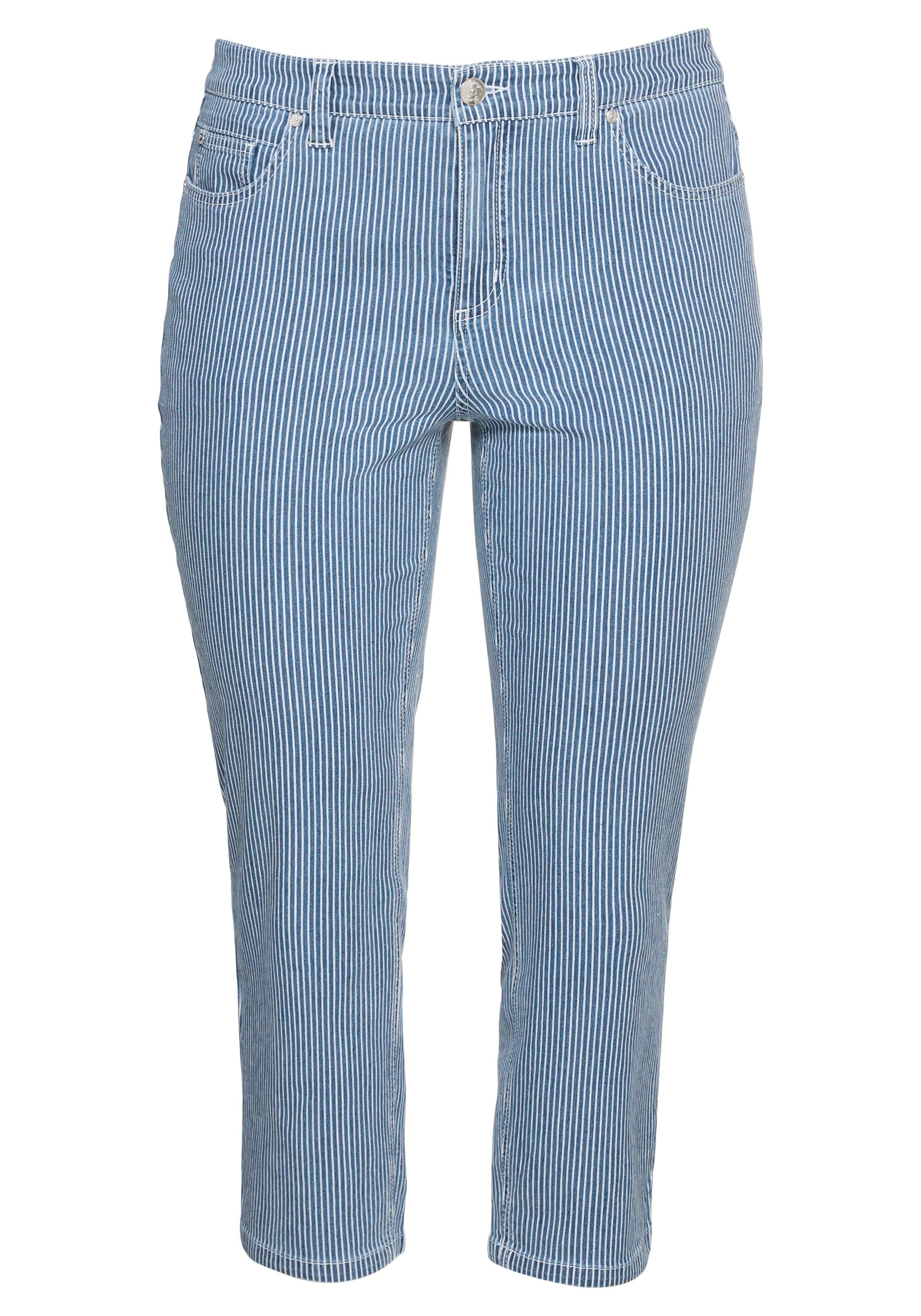 7/8-Jeans mit Allover-Streifen, in 5-Pocket-Form