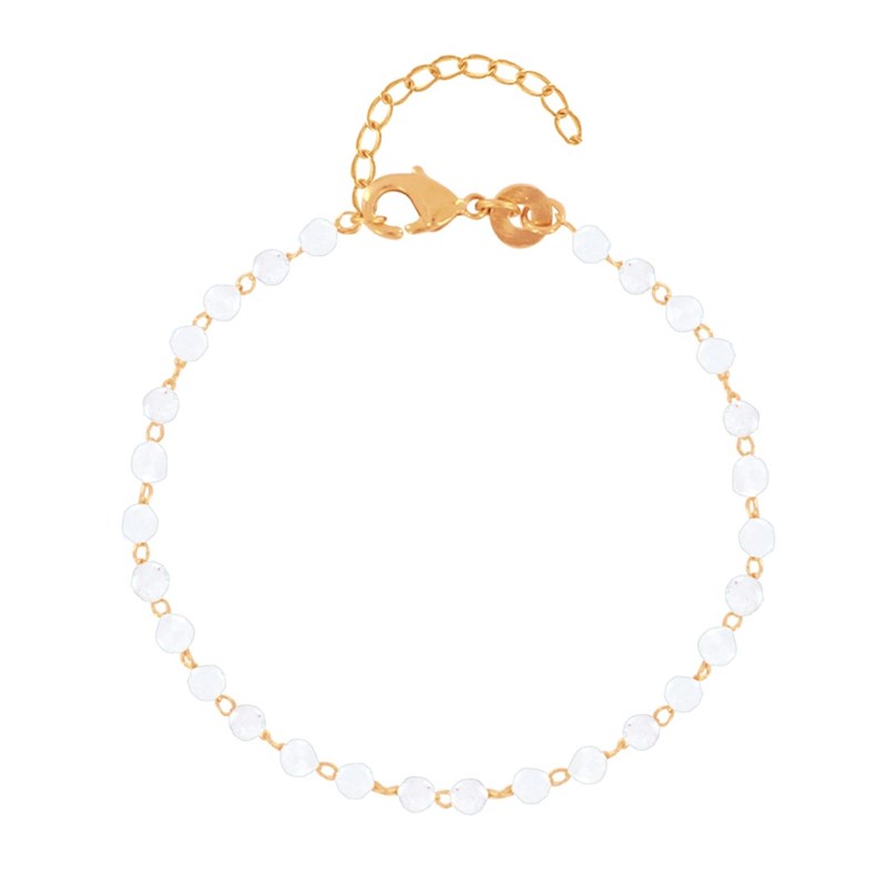 Bracelet Plaqué Or Perles Facettées de Pierre de Lune