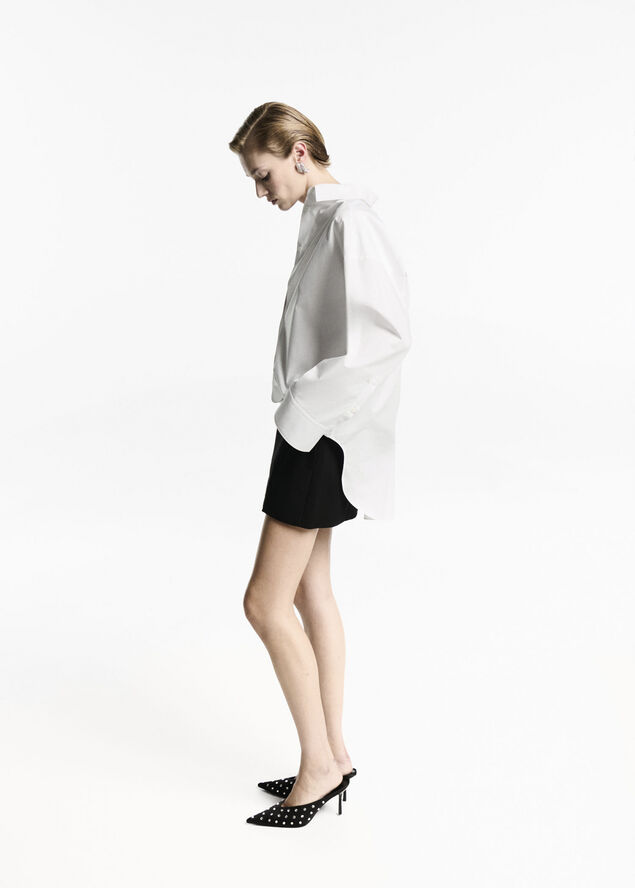 MANGO 100% cotton oversized shirt Natural white