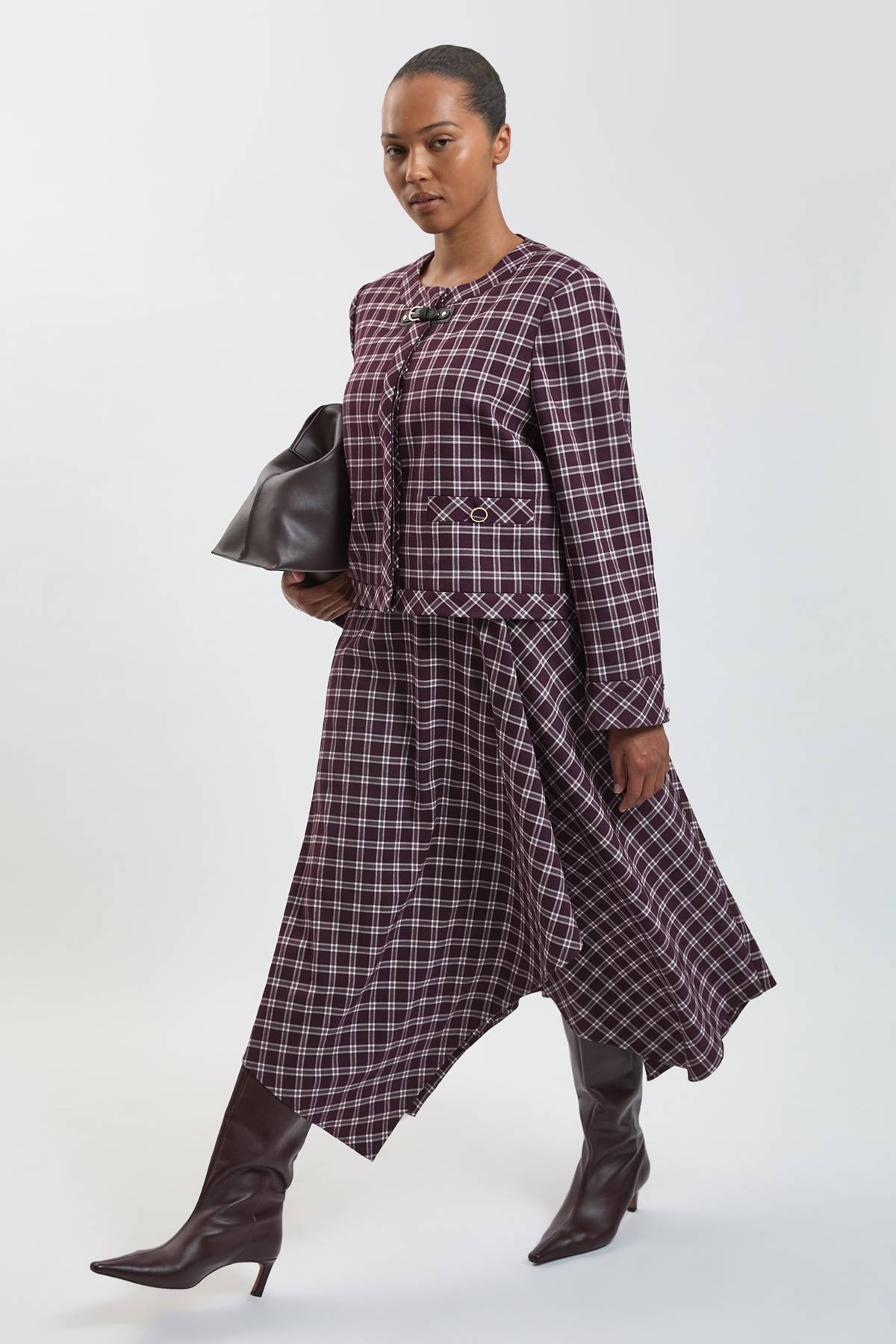 KarenMillen Veste Tailleur Grande Taille À Finitions Contrastées À Carreaux