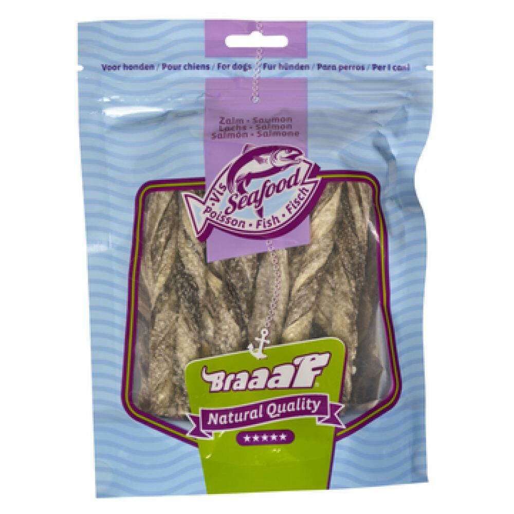 Braaaf Vissnacks Zalmhuid Sticks 12 cm70 gr