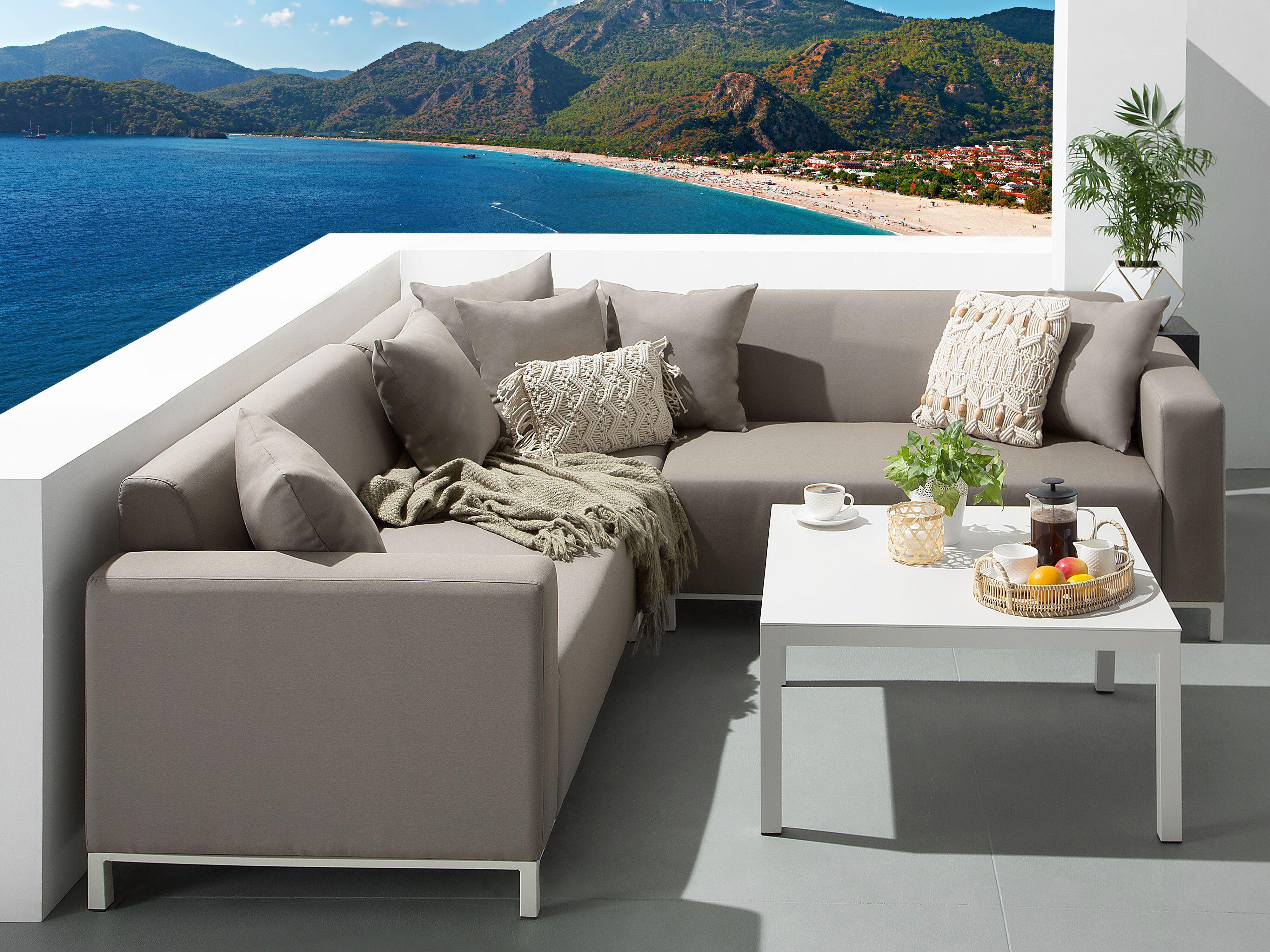 Tuin hoekloungeset met tafel 5-zits BELIZE rechtszijdig modulair Beige