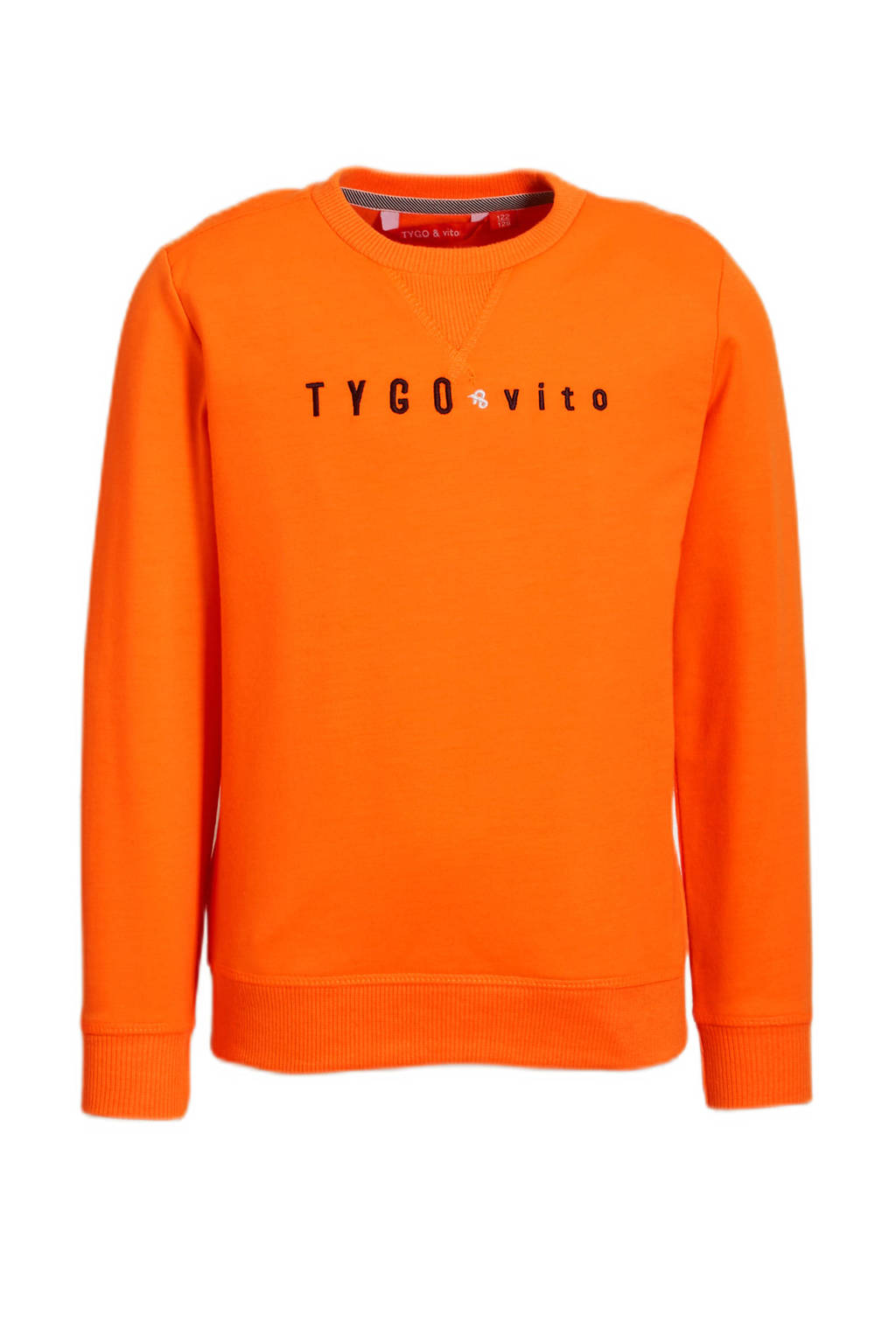TYGO & vito sweater met tekst fel oranje