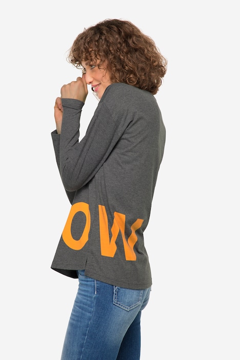 T-Shirt, NOW Statement-Print, Rundhals, Langarm, OEKO-TEX