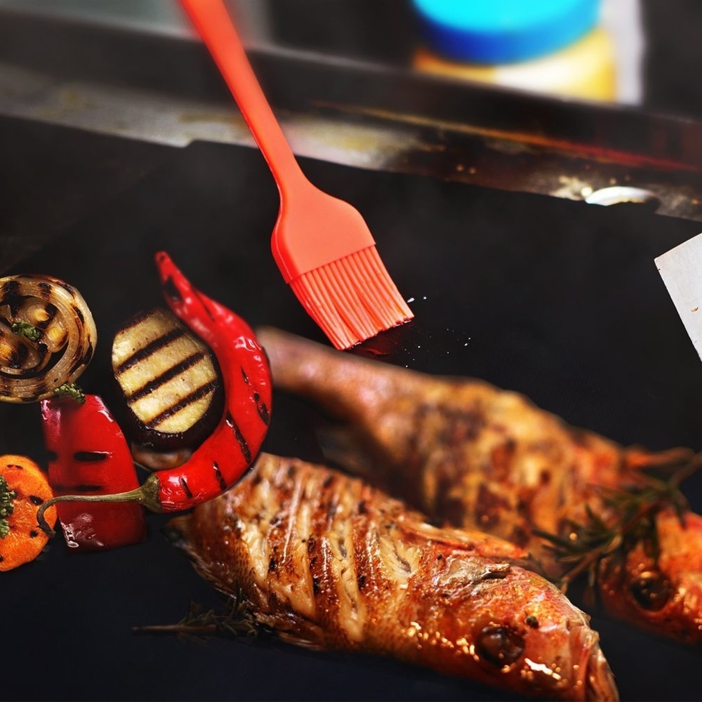 (5er Set) 50x40cm Anti-Haft Backpapier Wiederverwendbare Matte für Grill / Backofen - Schwarz