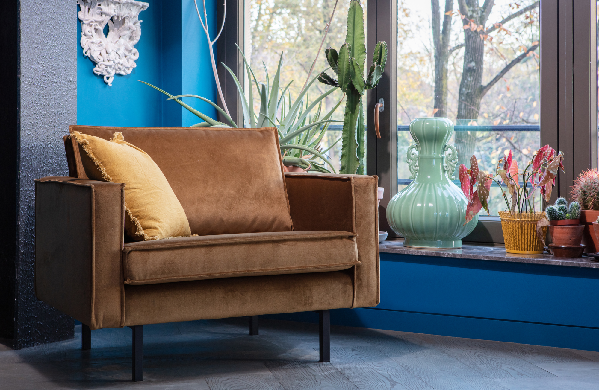 Fauteuil Rodeo Velvet - Honing geel