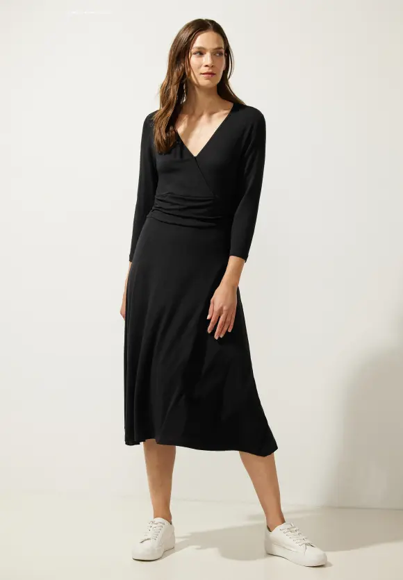 Wickelkleid in Midi Länge - Black
