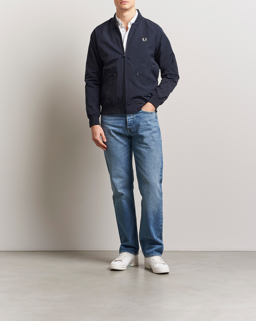 Fred Perry Textured Tennis Bomber Jacket Navy