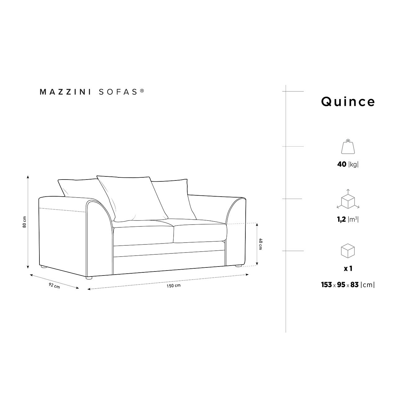 Mazzini Sofas Canapé Quince Velours côtelé 2 Places vert - 150x92x80 cm