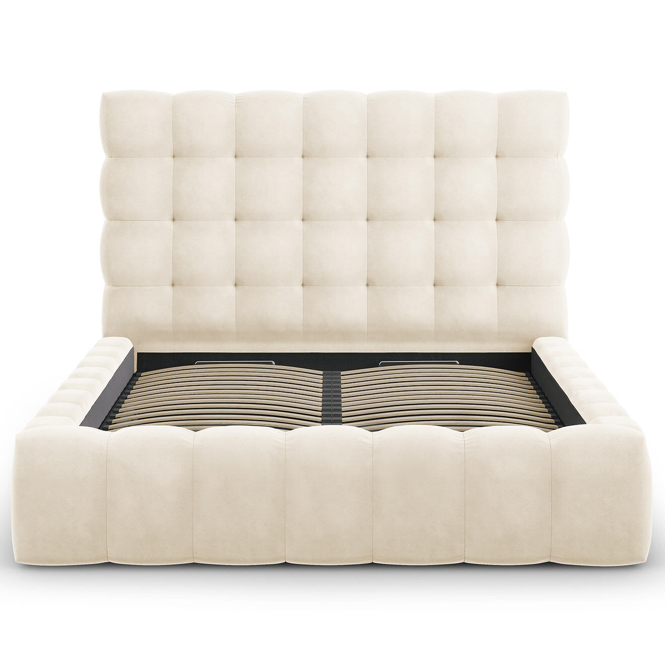 Cosmopolitan Design Lit avec coffre de rangement Bali Velours beige clair - 160x200 cm