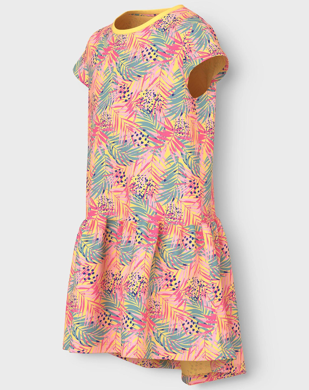 Kurzarmkleid NKFVIGGA LEAVES in yarrow