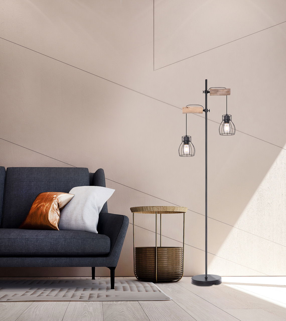 Globo Lighting Stehleuchte Metall schwarz